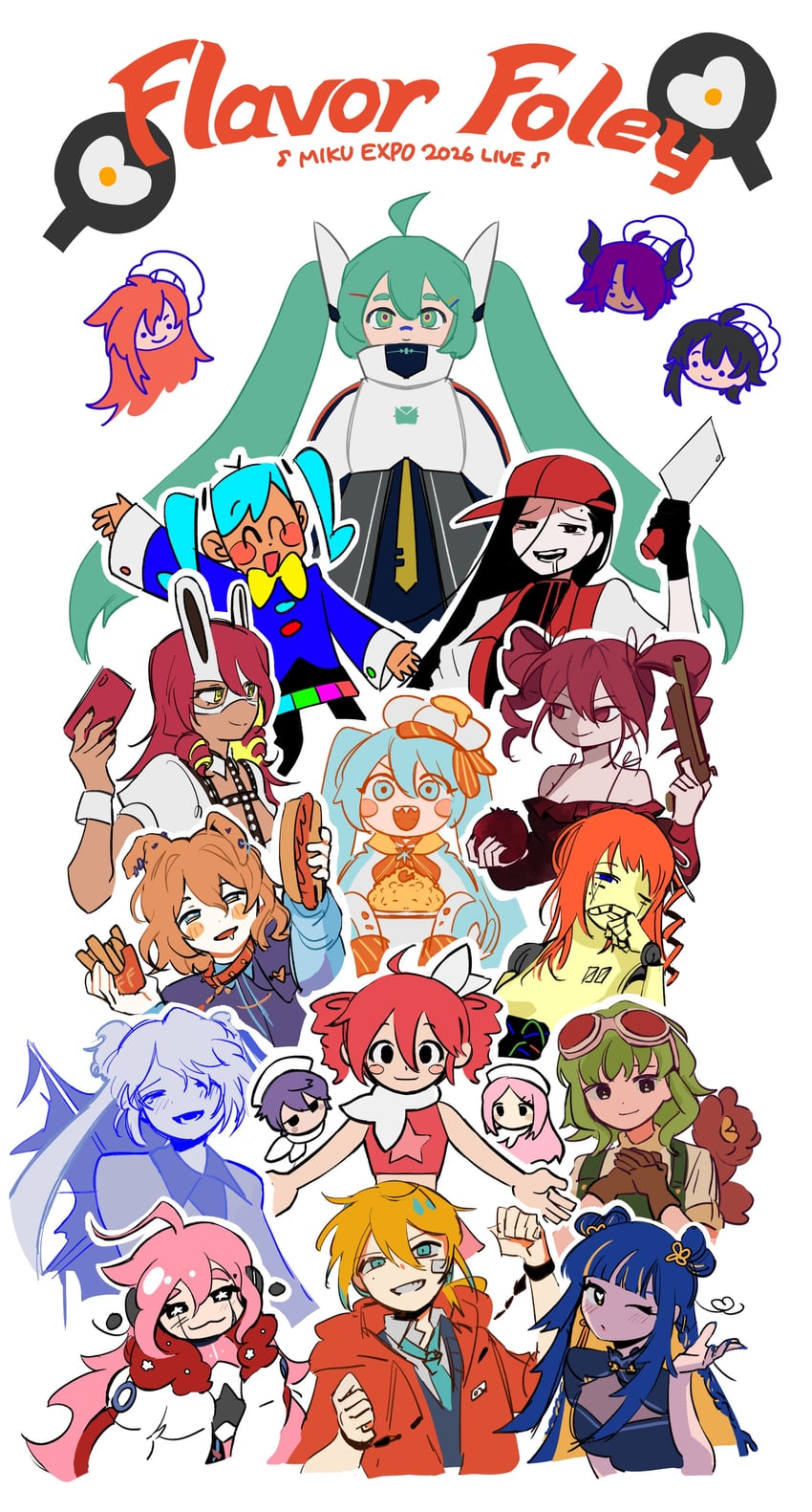 屠夫虚荣 (Synthesizer V)、connect:commune (vocaloid)、EGO 叛逆少年 (Vocaloid) 2个男孩 6个以上女孩 微笑 呆毛 兽耳