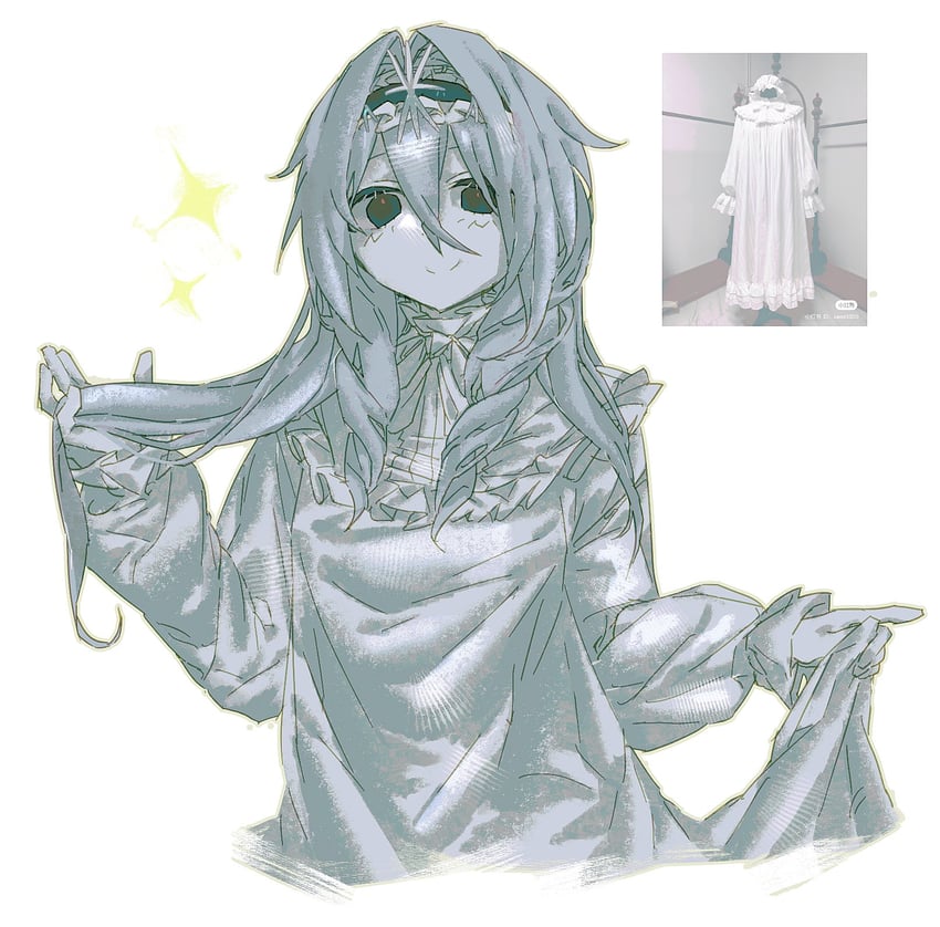 冰封之魂、罗布乐思、Eunoia (Frozen Soul) 1名女孩 黑瞳 黑色发带 蓝发 脸红