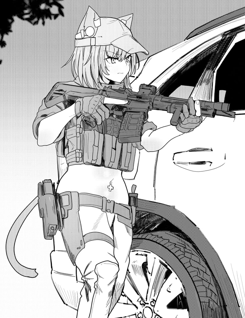 Project Karibito、艾莉 (Project Karibito) 1名女孩 兽耳 AR-15 BCM MCMR步枪 汽车