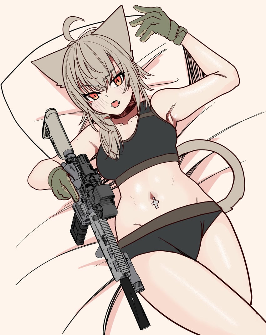 Project Karibito、艾莉 (Project Karibito) 1名女孩 兽耳 AR-15 露肩 BCM MCMR步枪