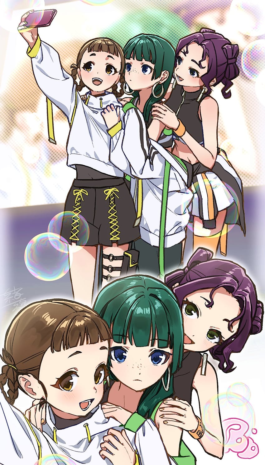 药屋少女的呢喃、猫猫 (泡泡) (药屋少女的呢喃)、猫猫 (药屋少女的呢喃) 3人女子 :D 替换服装 露肩 黑色短裤