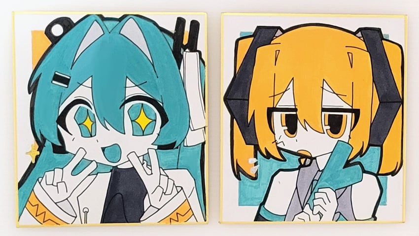 AI语音、UTAU、VOCALOID +_+ 2名女孩 替换服装 不同发型 水色瞳
