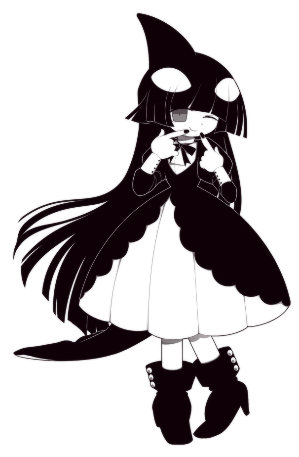 海底囚人、purim (funamusea) 1名女孩 黑色靴子 黑色蝴蝶结 黑色蝶形领结 黑色连衣裙