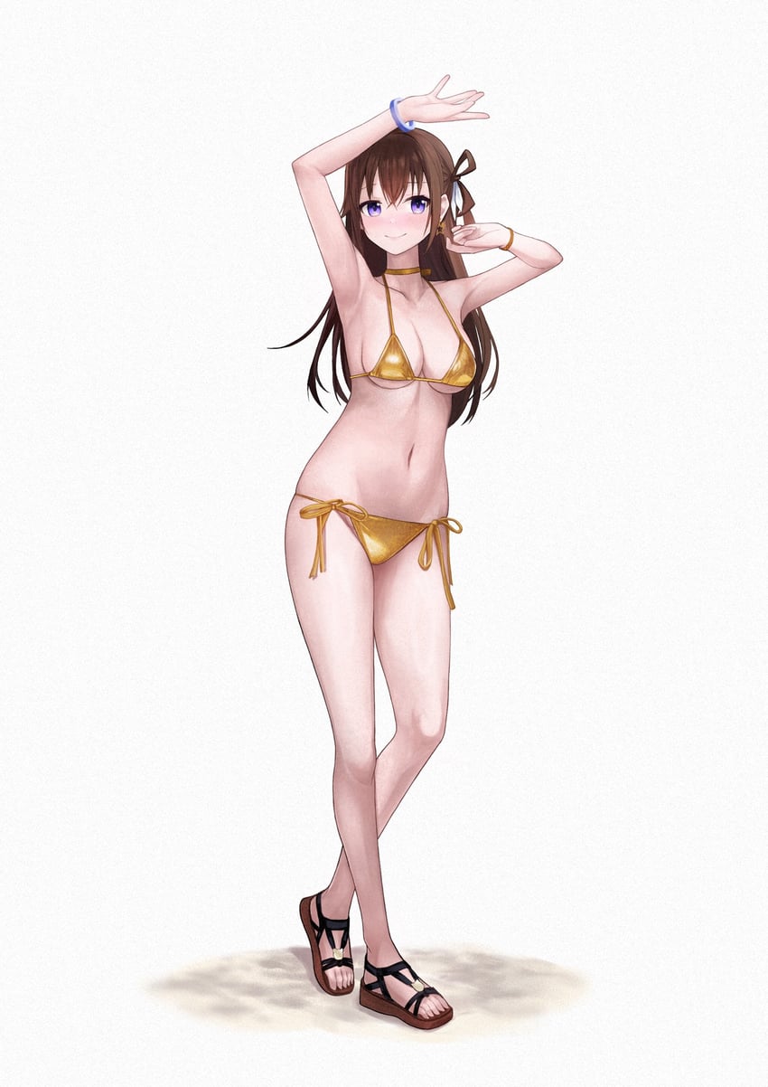 Hololive、时乃空 1名女孩 比基尼 蓝眼 乳房 棕发