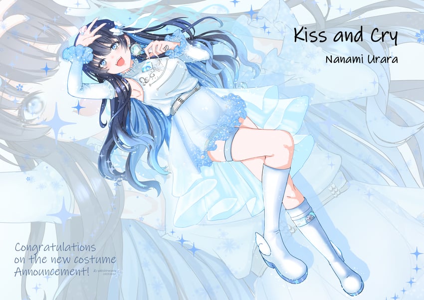 个人势虚拟主播、七海丽（VTuber） 1名女孩 腋下 腰带 黑发 蓝色连衣裙