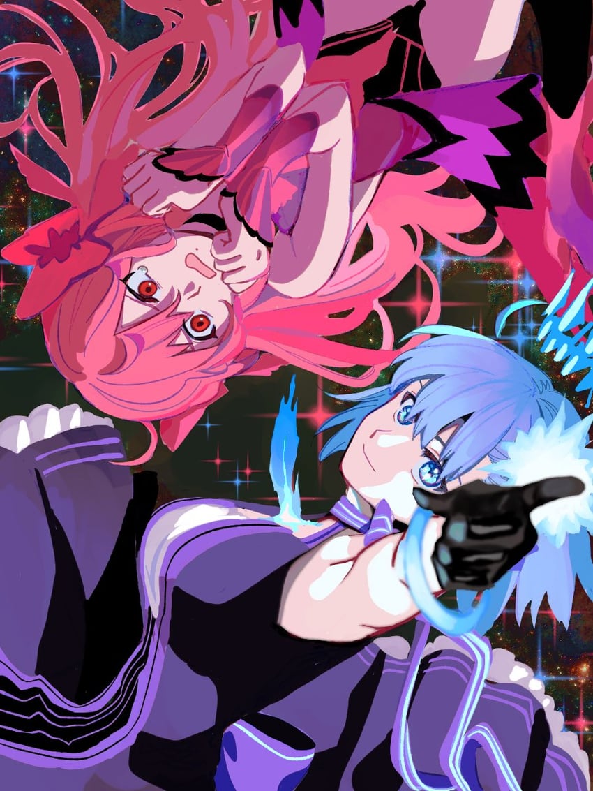 Fate/Grand Order、Fate系列、月姬 2名女孩 腋下 黑色手套 蓝眼 蓝发