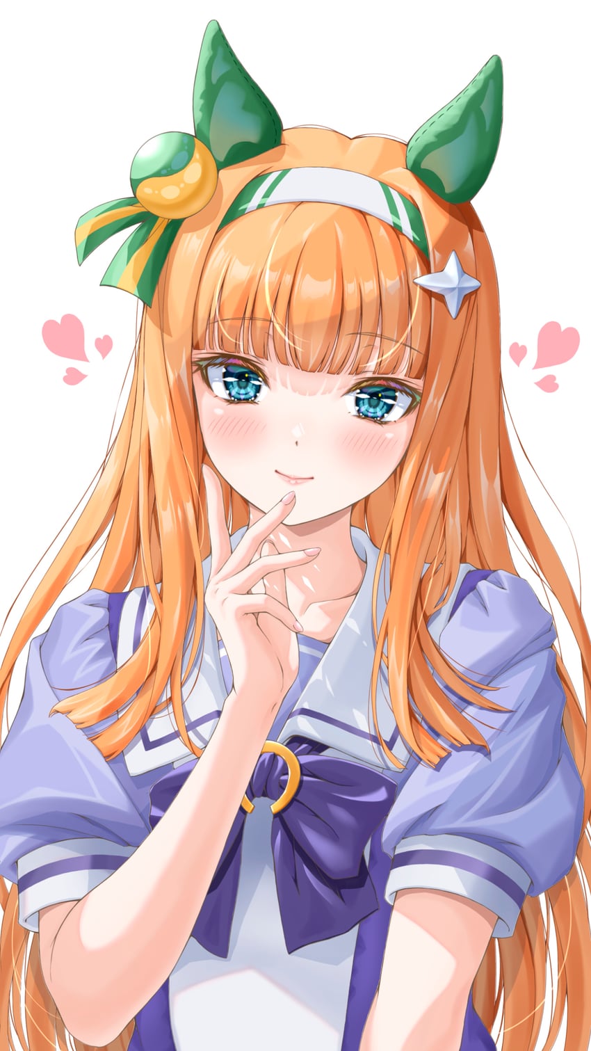 赛马娘、无声铃鹿 (赛马娘) 1名女孩 兽耳 水色瞳 齐刘海 脸红