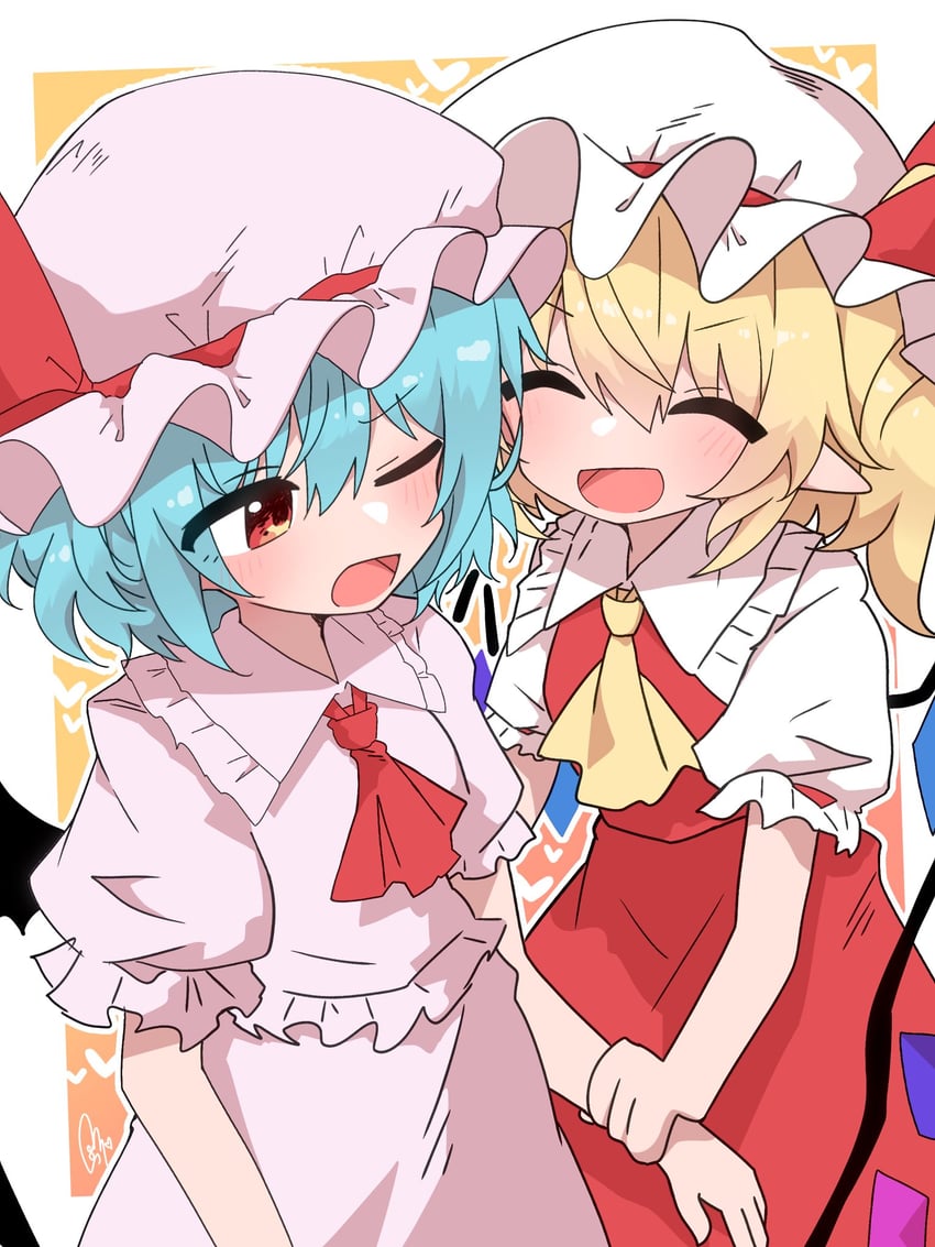 东方Project、芙兰朵露·斯卡蕾特、蕾米莉亚·斯卡蕾特 2名女孩 :D 惊讶 惊讶脸 微笑