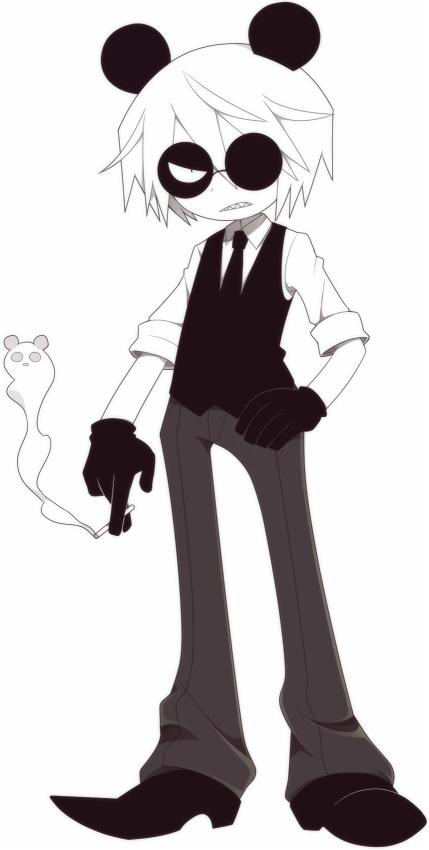 海底囚人、gizaira (funamusea) 1名男孩 兽耳 黑色手套 黑色领带 黑裤子