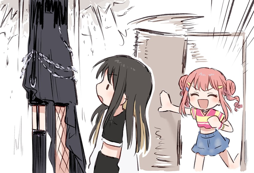 BanG Dream!、BanG Dream! Our Notes、须贺雷火 3人女子 黑色连衣裙 黑发 金发 蓝裙子