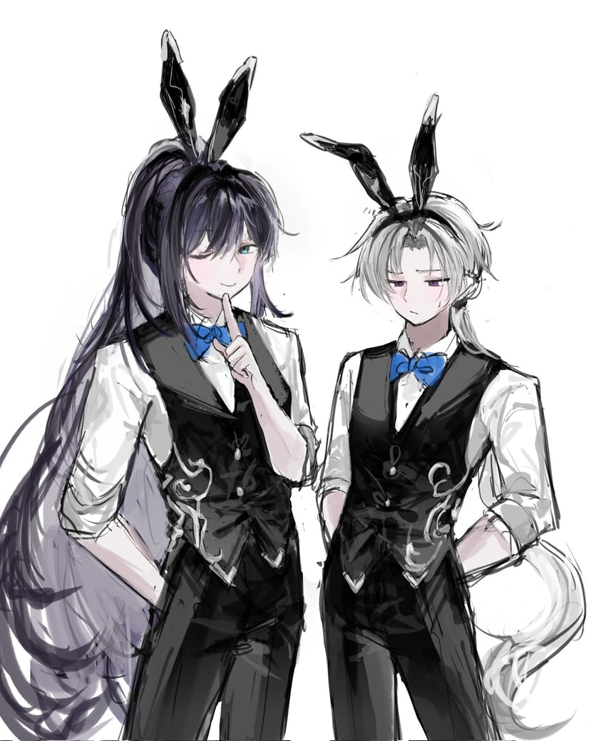 边狱公司、Project Moon、鸿璐 (Project Moon) 2个男孩 兽耳发箍 兽耳 黑发 黑裤子