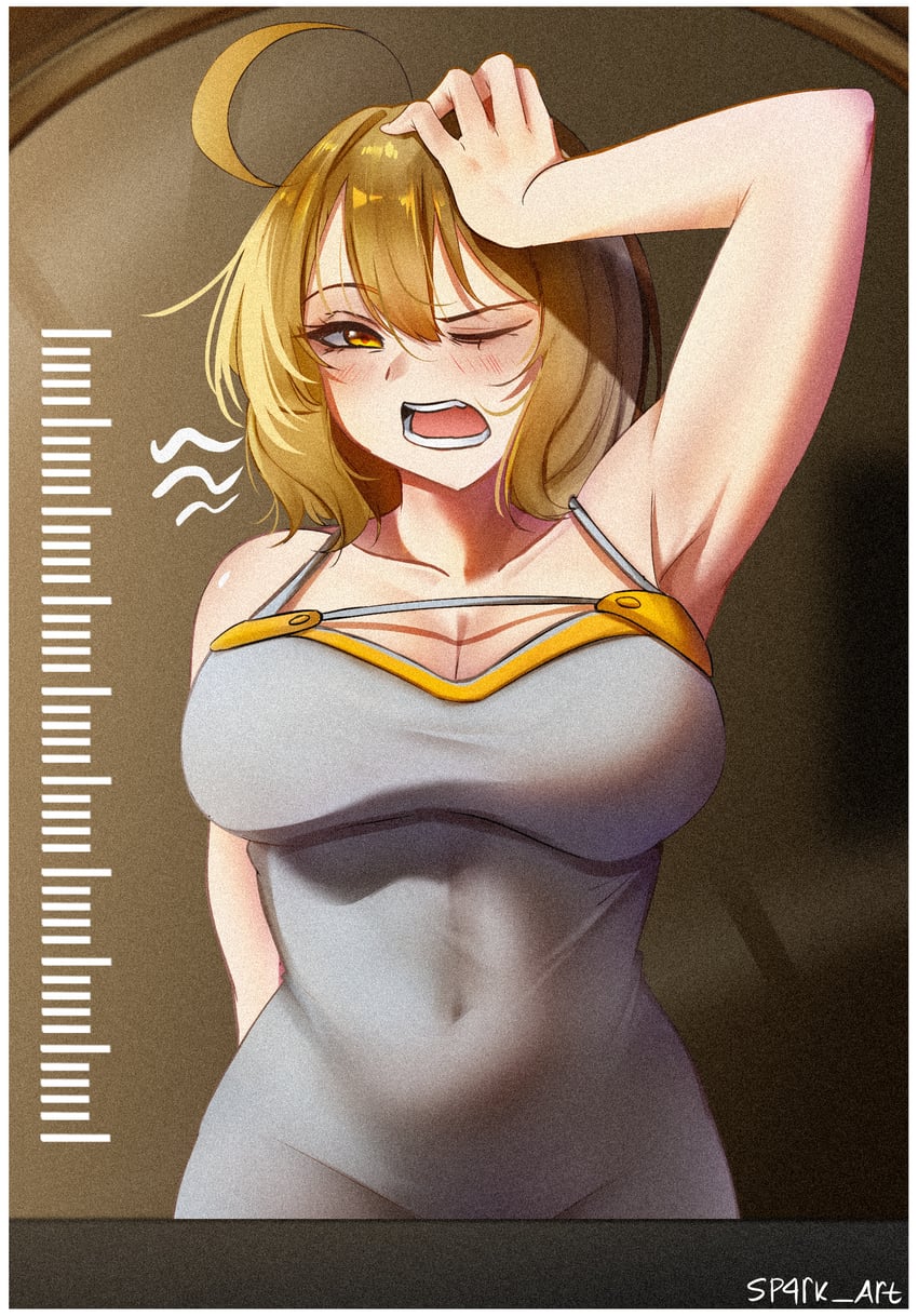 胜利女神：妮姬、阿尼斯(妮姬) 1名女孩 呆毛 举手 腋下 乳房