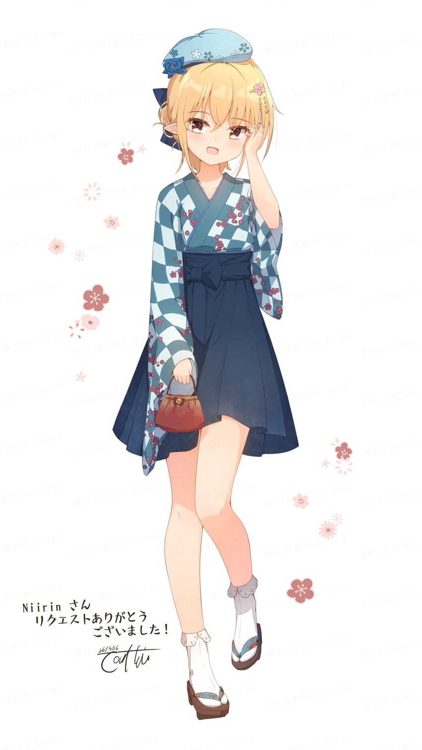 原创 1名女孩 :D 包 贝雷帽 金发