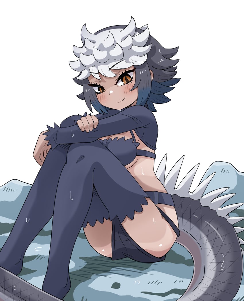兽娘动物园、兽娘动物园3、marine iguana (kemono friends) 1名女孩 举起双手 比基尼 比基尼短裤 黑发