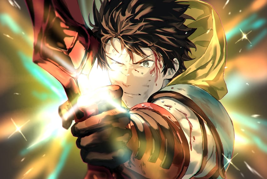 Fate/Grand Order、Fate系列、阿拉什 (Fate) 1名男孩 黑发 血 额头流血 弓（武器）