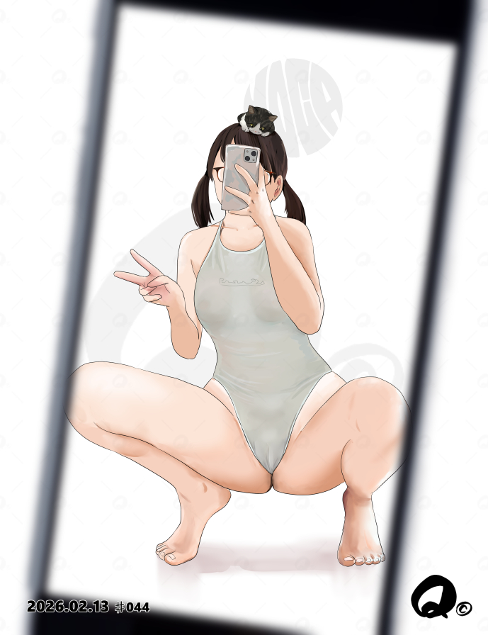 原创 1名女孩 头上的动物 赤脚 乳房 棕发
