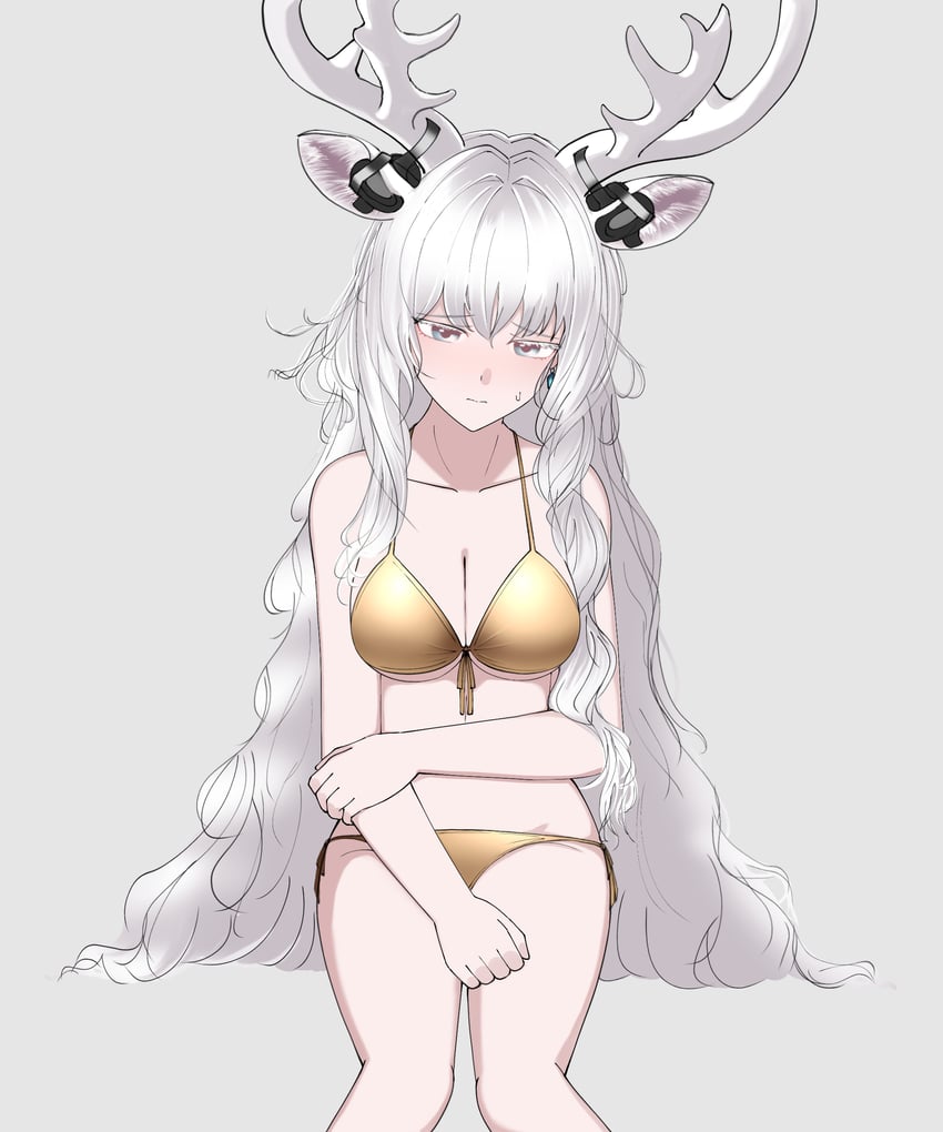 明日方舟、sami deer girl (arknights) 1名女孩 兽耳 鹿角 金发 蓝眼
