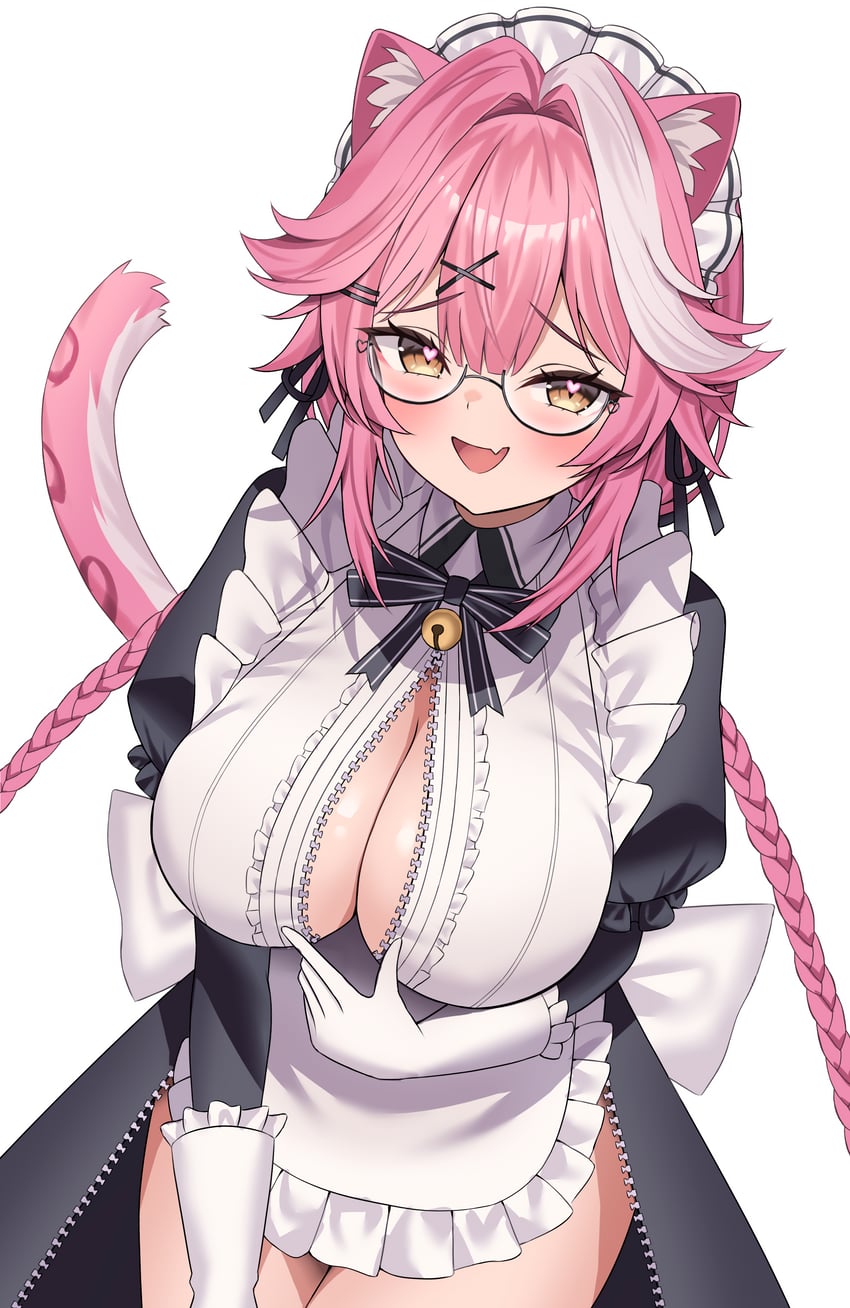 Hololive、Hololive英语、Raora Panthera (Hololive) 1名女孩 兽耳毛 兽耳 脸红 辫子