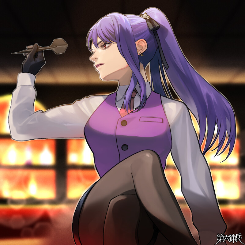 第六怜平 (绝区零)、misty midnight 1名女孩 酒吧 调酒师 模糊 模糊背景