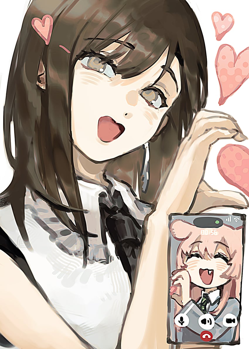 BanG Dream!、Bang Dream! It's MyGO!!!!!、千早爱音 2名女孩 :D 棕眼睛 棕发 闭眼