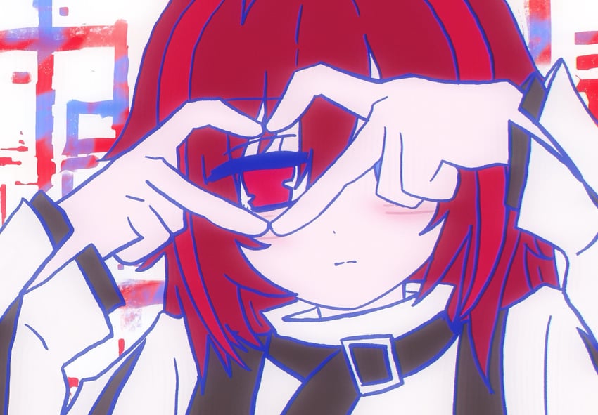 突击莉莉、koufuku kei (vocaloid)、VOCALOID 1名女孩 腰带 腰带扣 黑色皮带 脸红