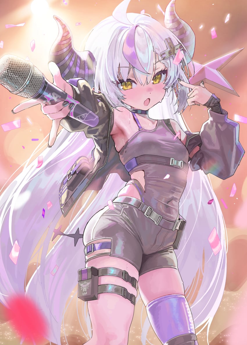 Hololive、拉普拉斯·达克尼斯 1名女孩 惊讶 呆毛 腋下 举起双手
