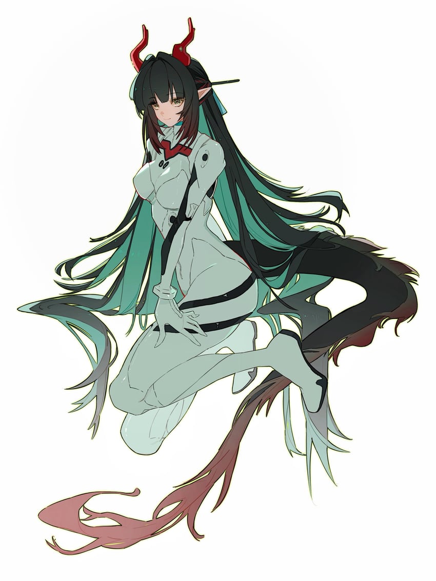 明日方舟、明日方舟：终末地、新世纪福音战士 1名女孩 绫波丽 (角色扮演) 黑发 紧身连体衣 乳房