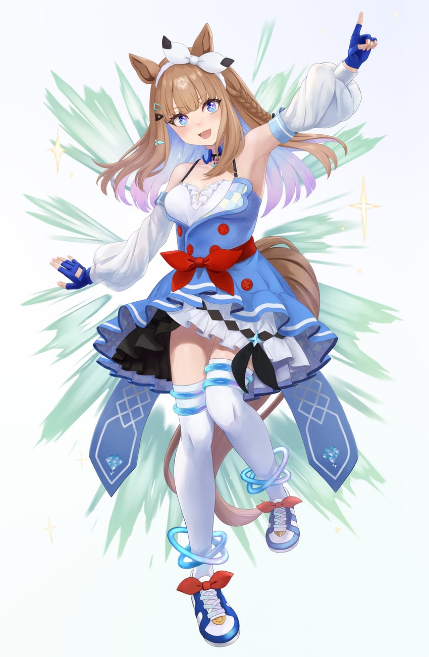 赛马娘、杏目 (赛马娘)、杏目 (赛马娘) +_+ 1名女孩 兽耳 腋下 露肩