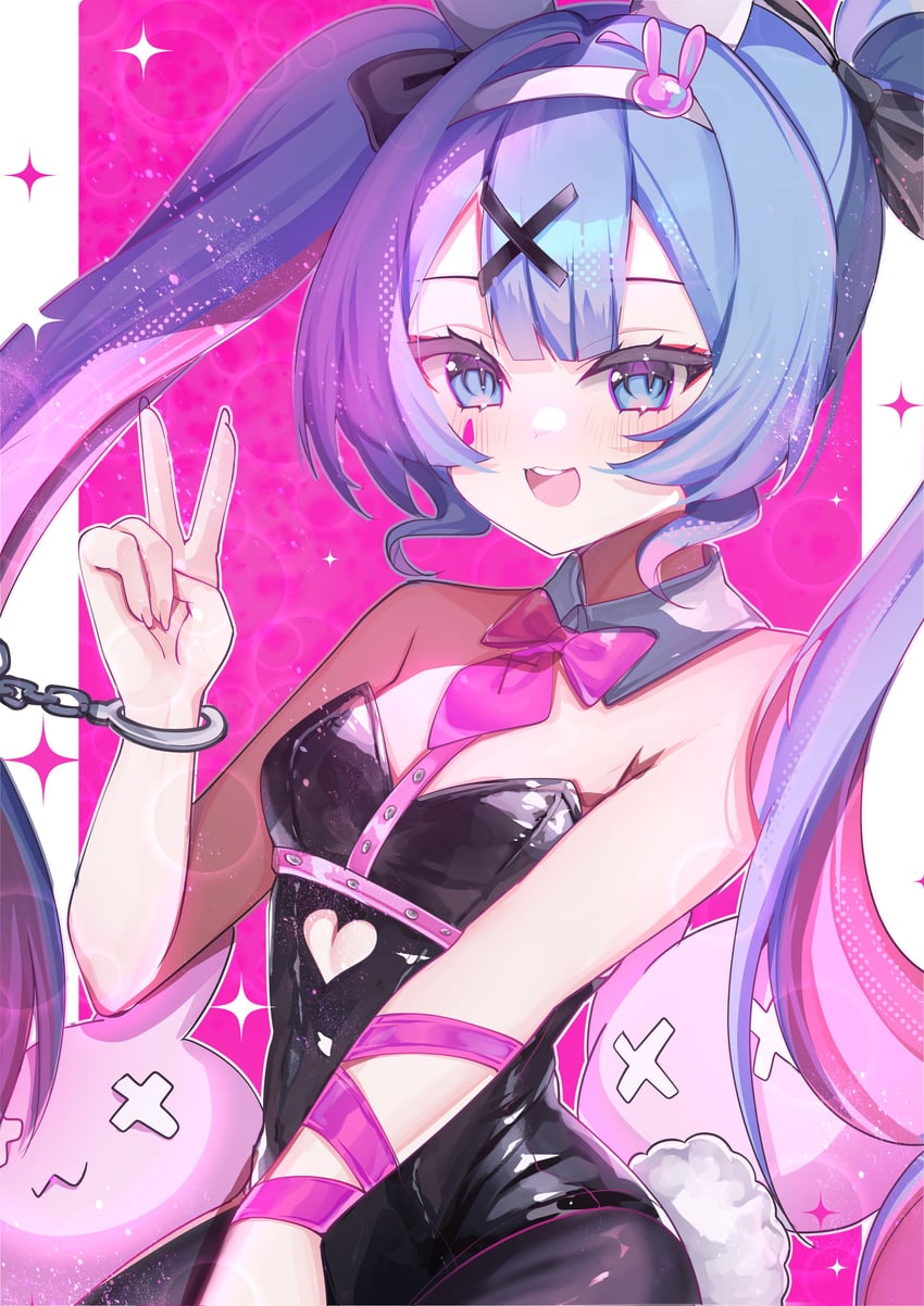 兔穴(Vocaloid)、VOCALOID、初音未来 1名女孩 :D 兽耳 臂部丝带 露肩