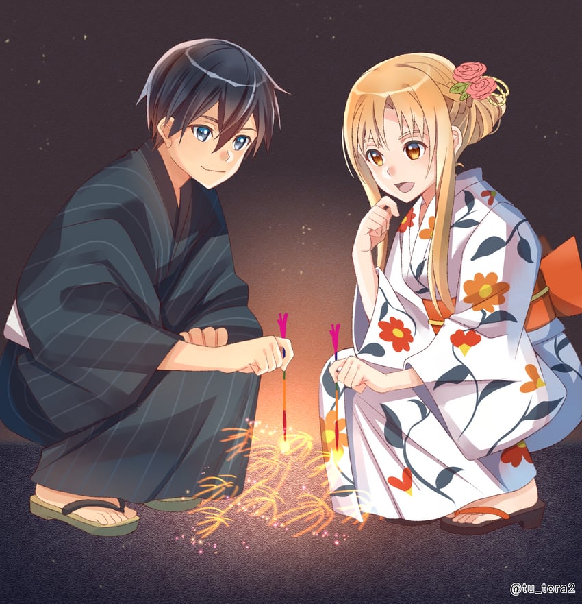 刀剑神域、亚丝娜 (刀剑神域)、桐人 1名男孩 1名女孩 :D 替换服装 作者名