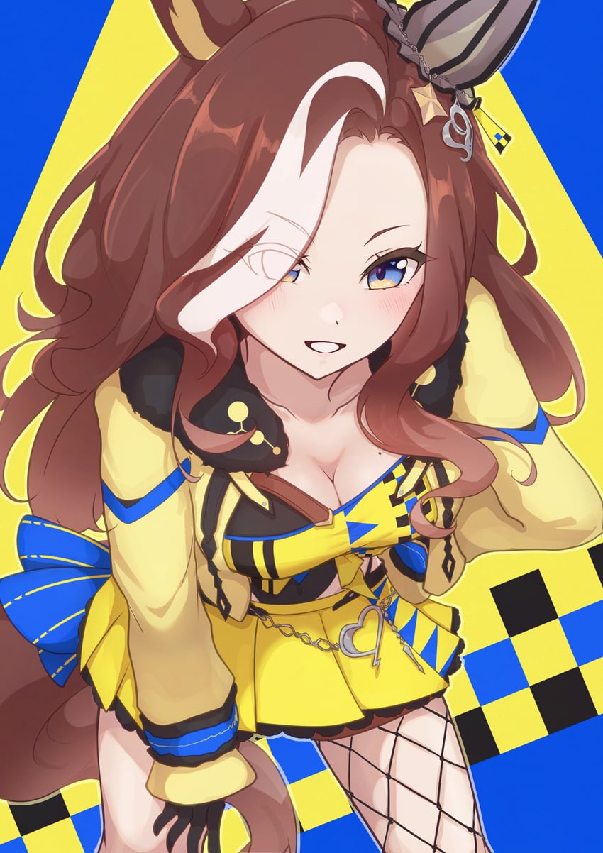 赛马娘、敢于之心 (Daring Darling!) (赛马娘)、勇敢之心 (赛马娘) 1名女孩 兽耳 黑色手套 蓝眼 脸红