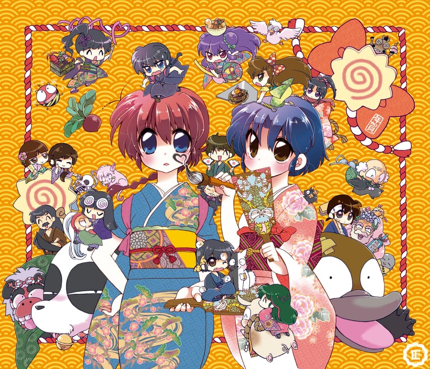 乱马1/2、betty (ranma 1/2)、可伦 (乱马1/2) 6个以上男孩 6个以上女孩 微笑 秃头 胡子