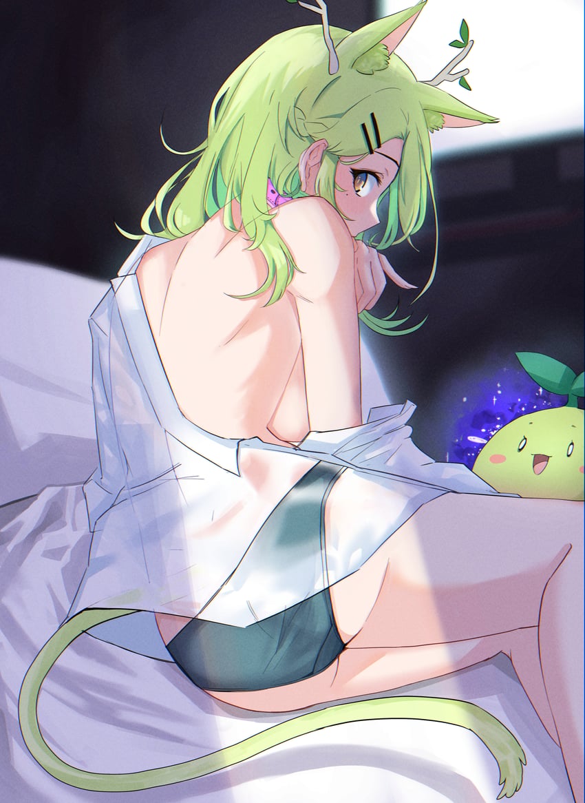 Hololive、Hololive英语、希瑞斯·法那 1名女孩 兽耳 鹿角 屁股 模糊