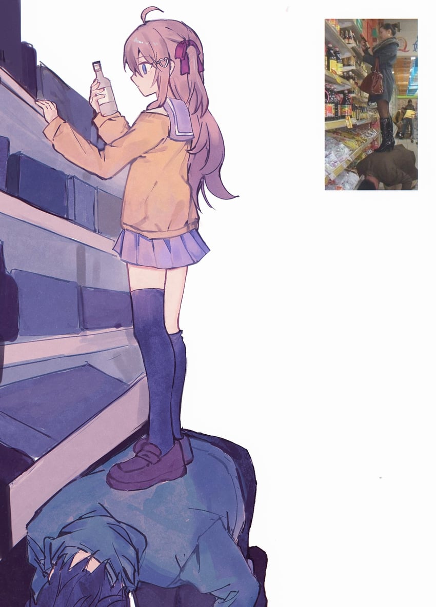 Vedal AI、Neuro-sama、Neuro-sama (第一套服装) 1名男孩 1名女孩 呆毛 四肢着地 不对称腿部穿着