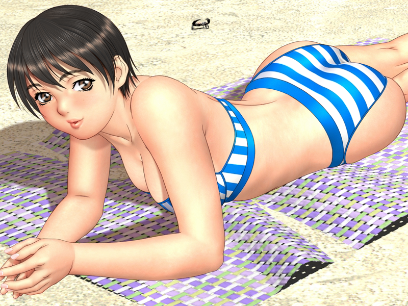 姐妹人鱼、katsuragi ayumi 1名女孩 屁股 裸臂 露肩 海滩