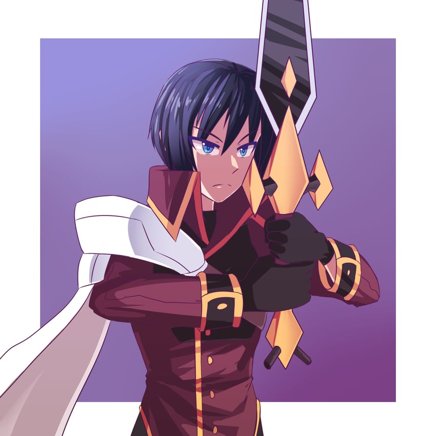 圣地 (系列)、fate (sacred earth) 1名男孩 黑色手套 黑发 蓝眼 边框