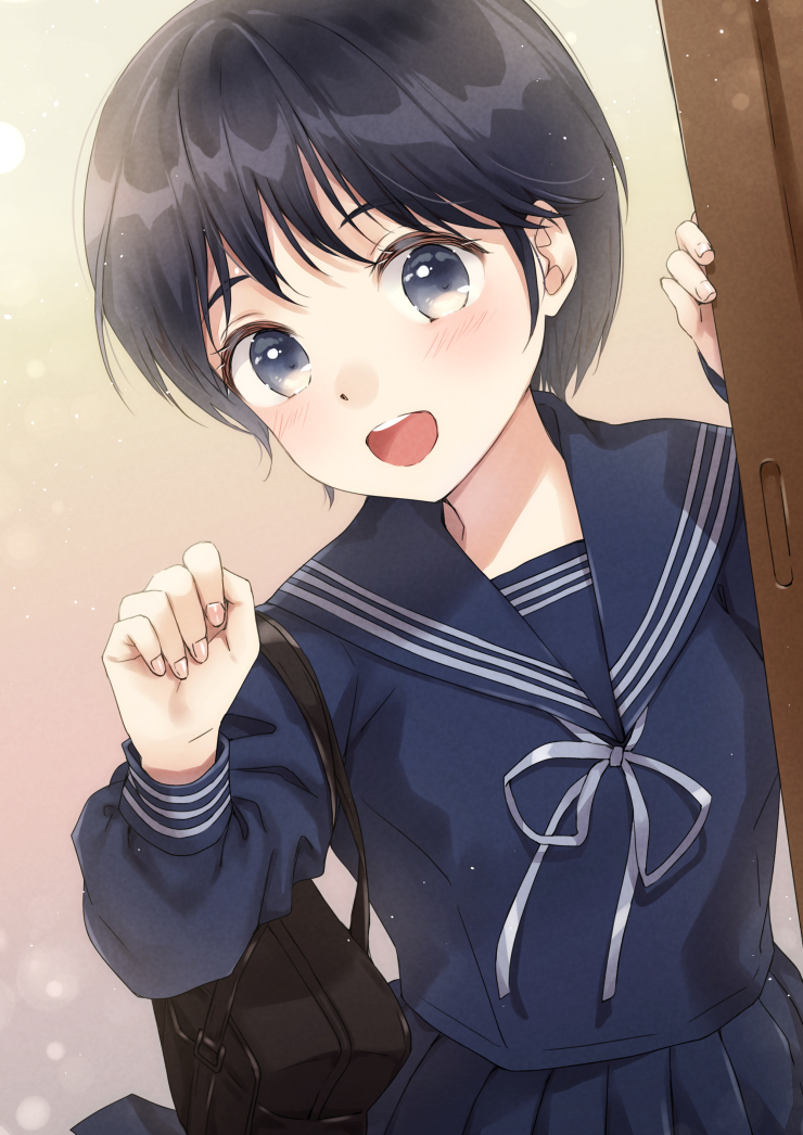 原创 1名女孩 :D 包 黑发 黑色裙子
