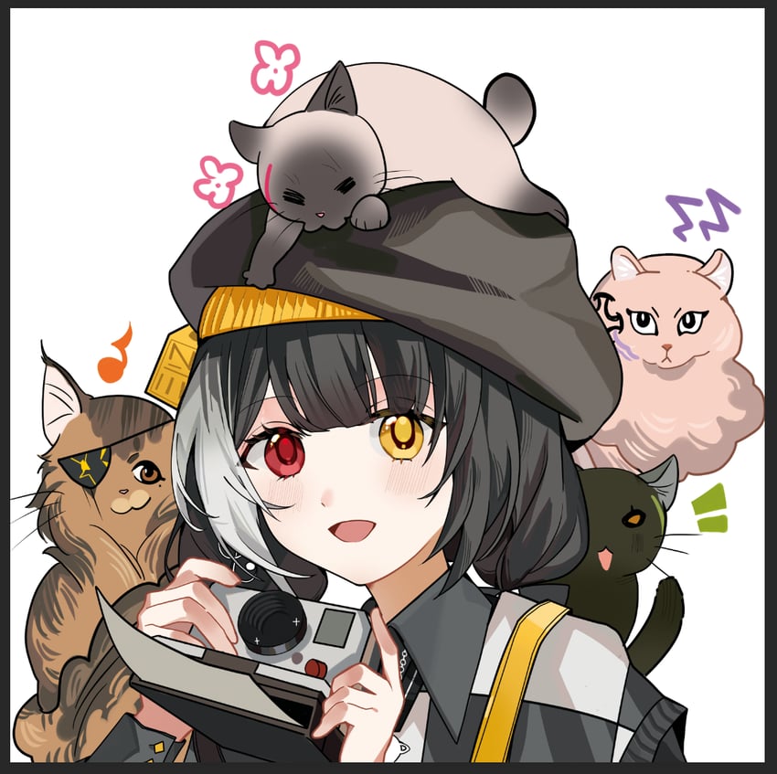少女前线、M16A1 (少女前线)、M4 SOPMOD II (少女前线) 1名女孩 替换服装 动物化 AR小队 (少女前线) 贝雷帽