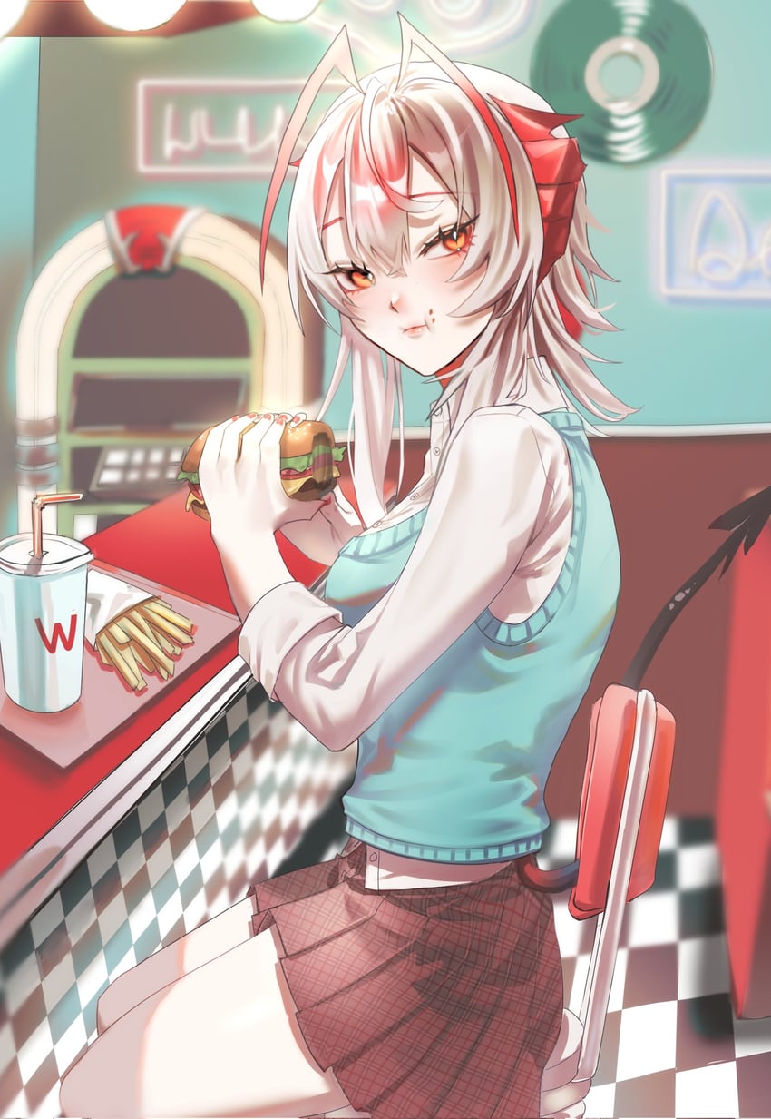 明日方舟、W (明日方舟) 1名女孩 呆毛 替换服装 呆毛 触角
