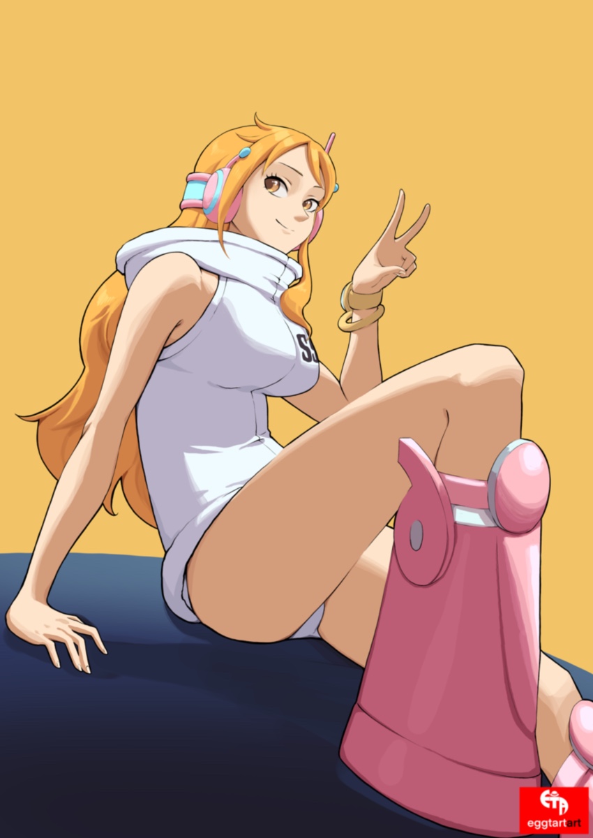 海贼王、娜美 (海贼王) 1名女孩 手臂支撑 手镯 露肩 靴子