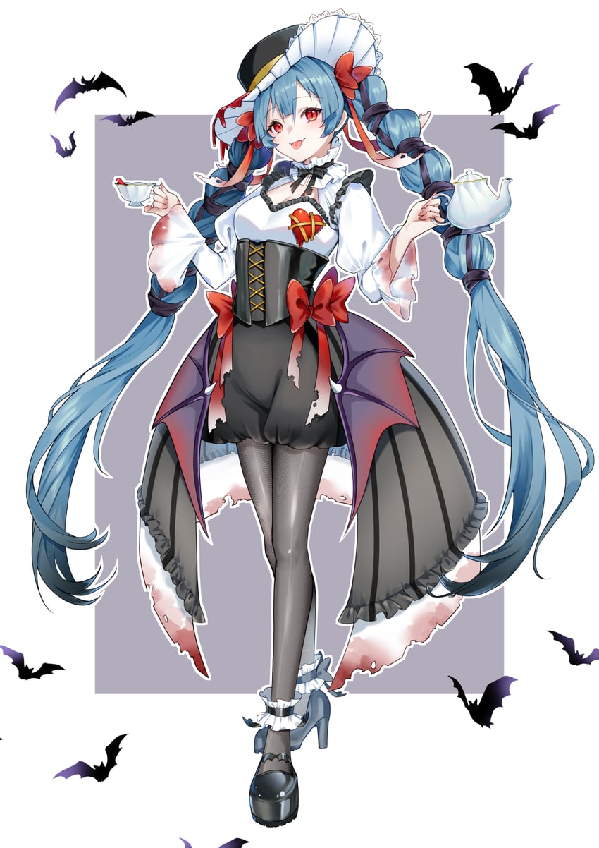 VOCALOID、初音未来 1名女孩 蝙蝠 喇叭袖 黑帽子 黑色丝带
