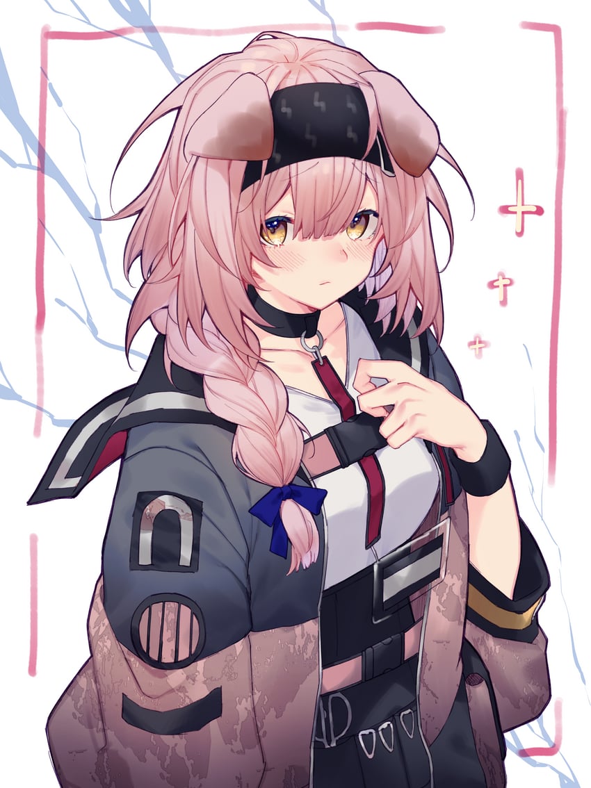 明日方舟、澄闪 (明日方舟) 1名女孩 兽耳 腰带 黑领 黑色发带