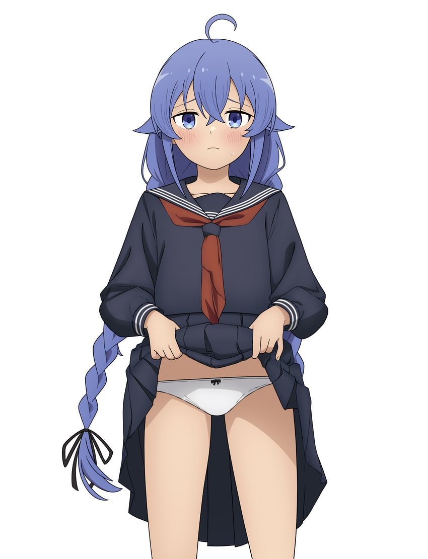 无职转生、洛琪希·米格路迪亚 1名女孩 呆毛 黑色水手服 黑色裙子 蓝眼