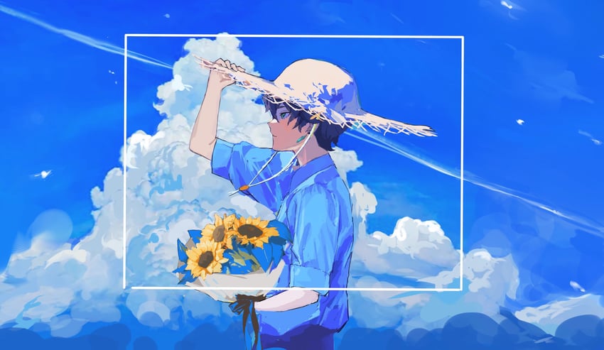 原创 1名男孩 整理衣服 整理头饰 黑发 黑色丝带