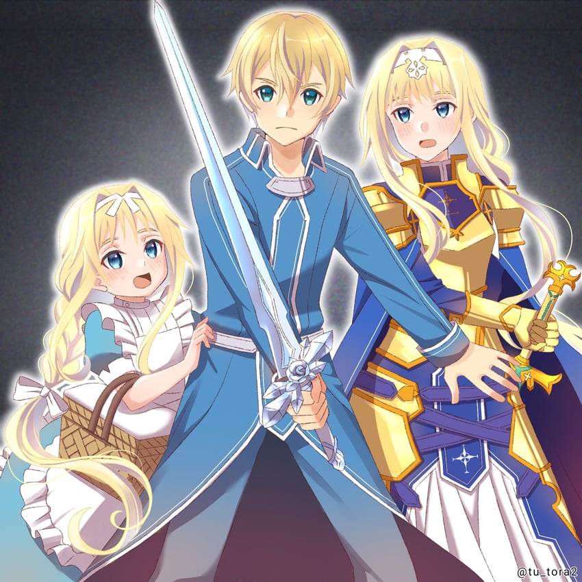 刀剑神域、刀剑神域：Alicization、爱丽丝·滋贝鲁格 1名男孩 2名女孩 年龄差 水色瞳 铠甲
