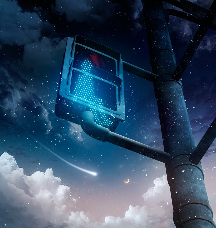 原创 蓝天 云 多云天空 新月 月亮