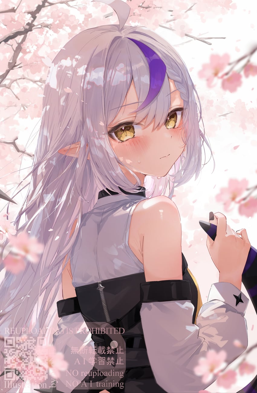 Hololive、拉普拉斯·达克尼斯、拉普拉斯·暗黑 (第一套服装) 1名女孩 呆毛 愚人节 露肩 黑色连衣裙