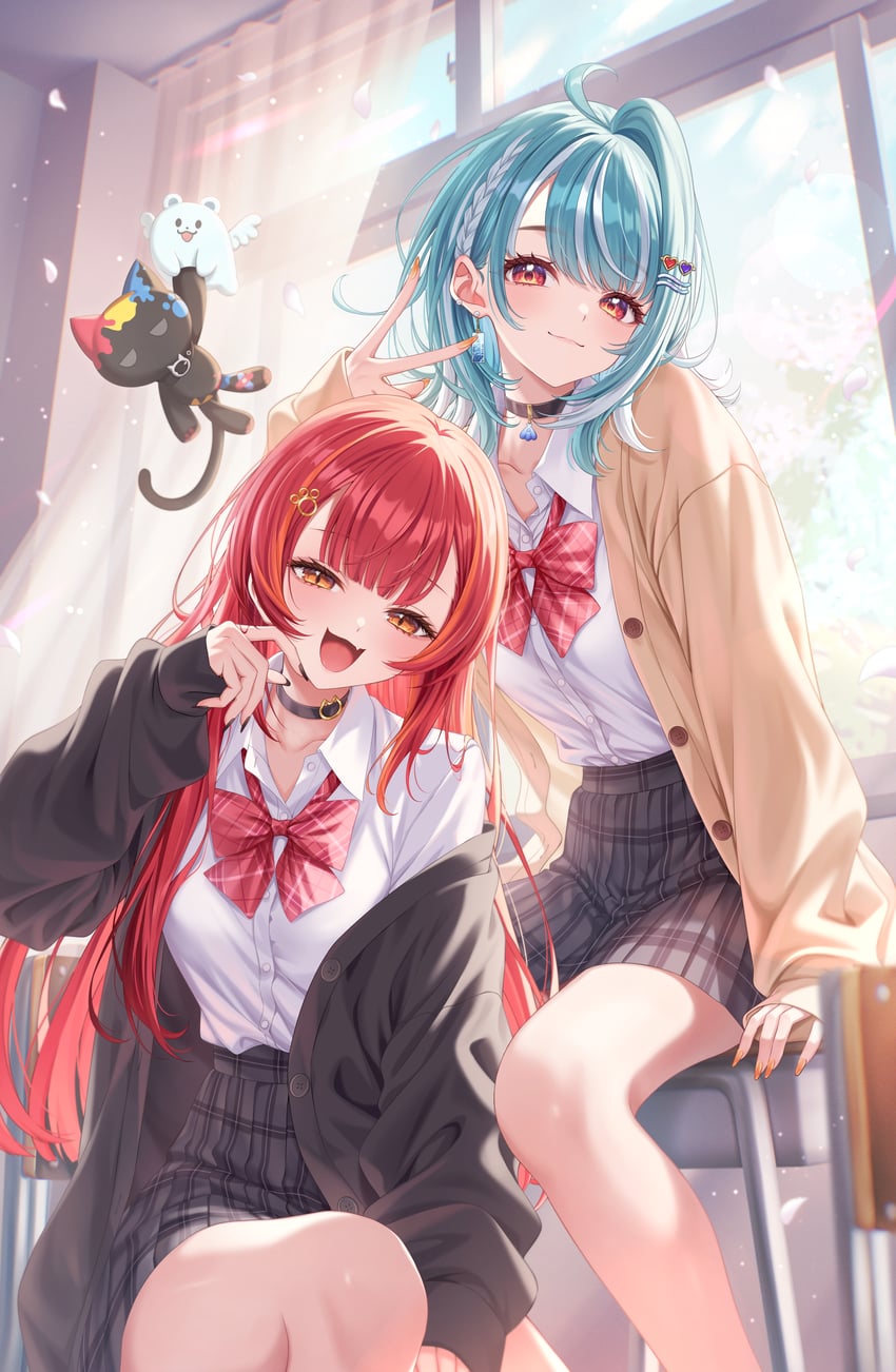 VSPO!、猫汰Tsuna、白波喇叭 2名女孩 猫脸笑 :D 替换服装 黑色针织衫