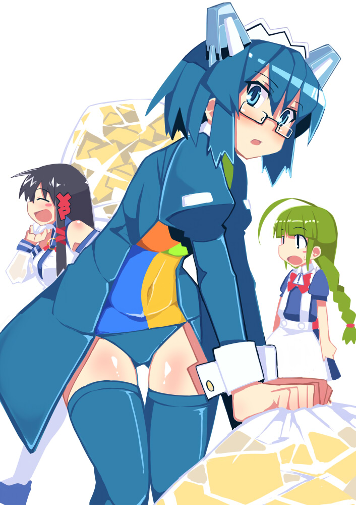 系统娘、Windows 2000 娘、Me-tan 3人女子 :D 呆毛 围裙 包