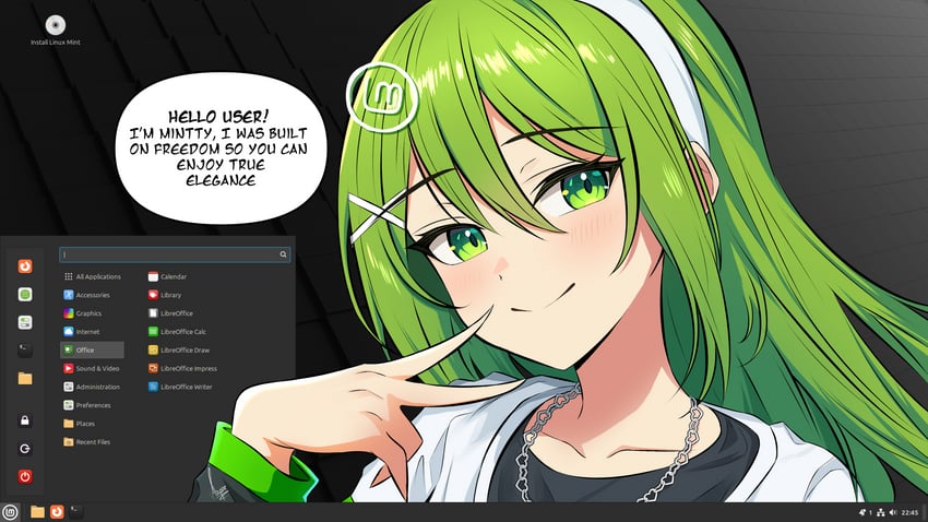 libreoffice、Linux、linux mint 1名女孩 黑衬衫 锁链 链条项链 角色名称